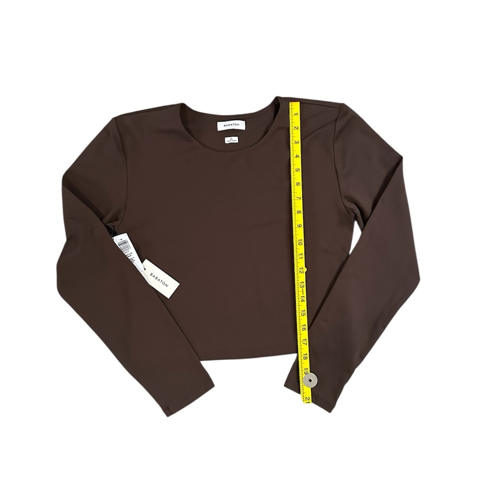 Babaton Brown Fitted Long Sleeve Crop Bodysuit